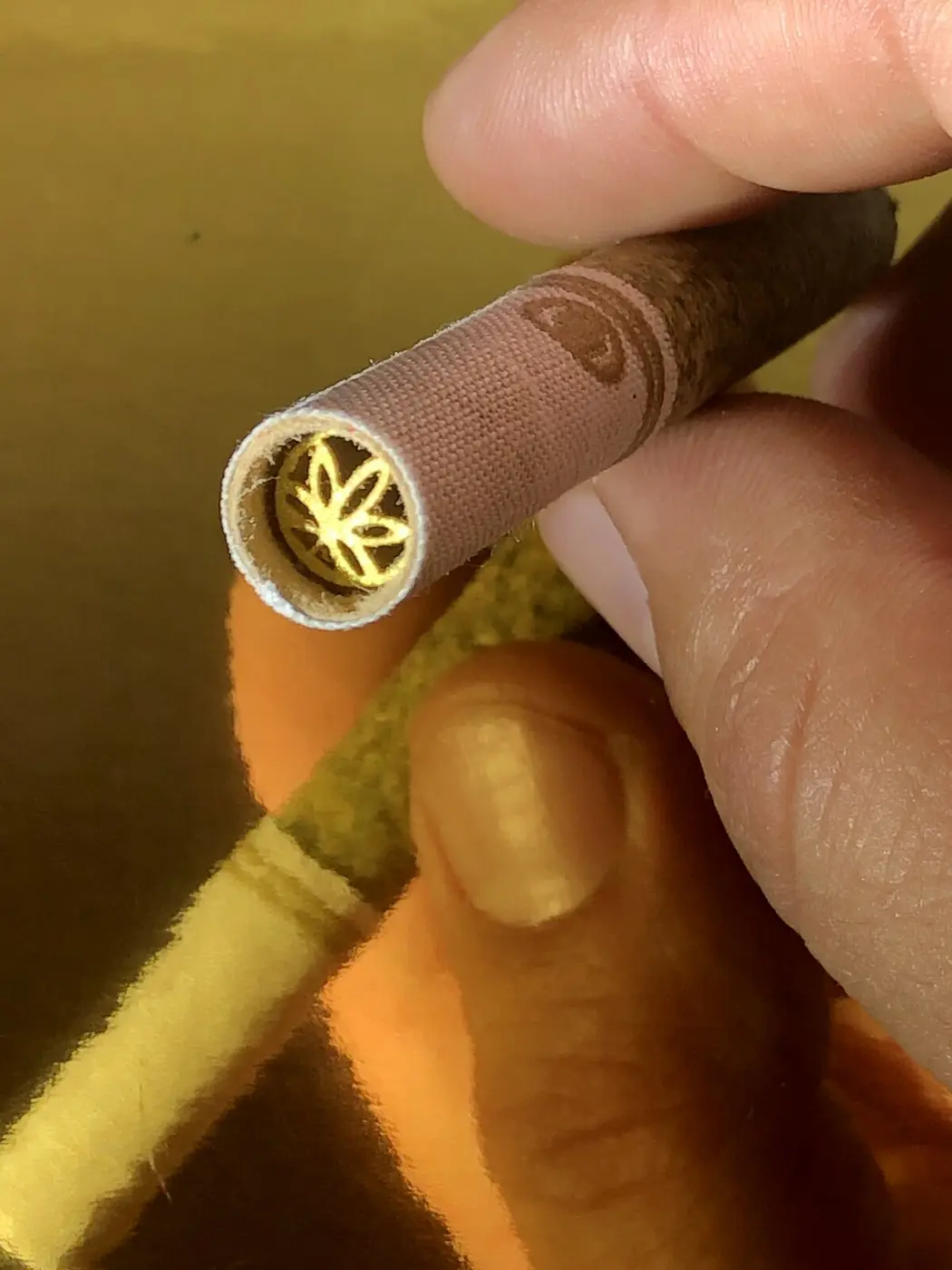 PURE Preroll mouthpiece with a gold leaf inset